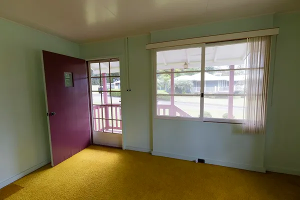 an empty room with windows
