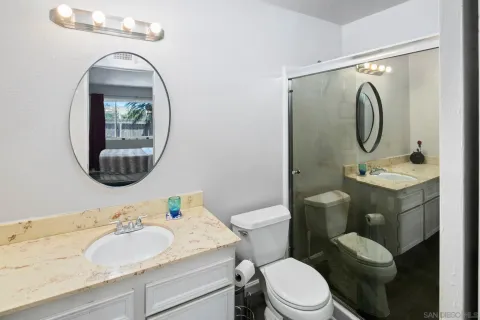 a bathroom with a toilet a sink and mirror