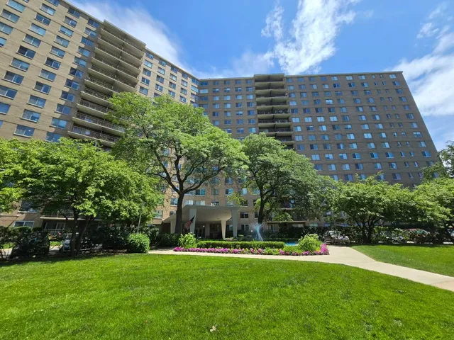 a view of a building with garden