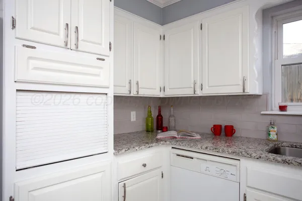 a kitchen with stainless steel appliances white cabinets and a potted plant