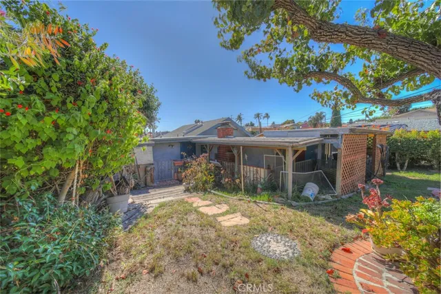 a backyard of a building