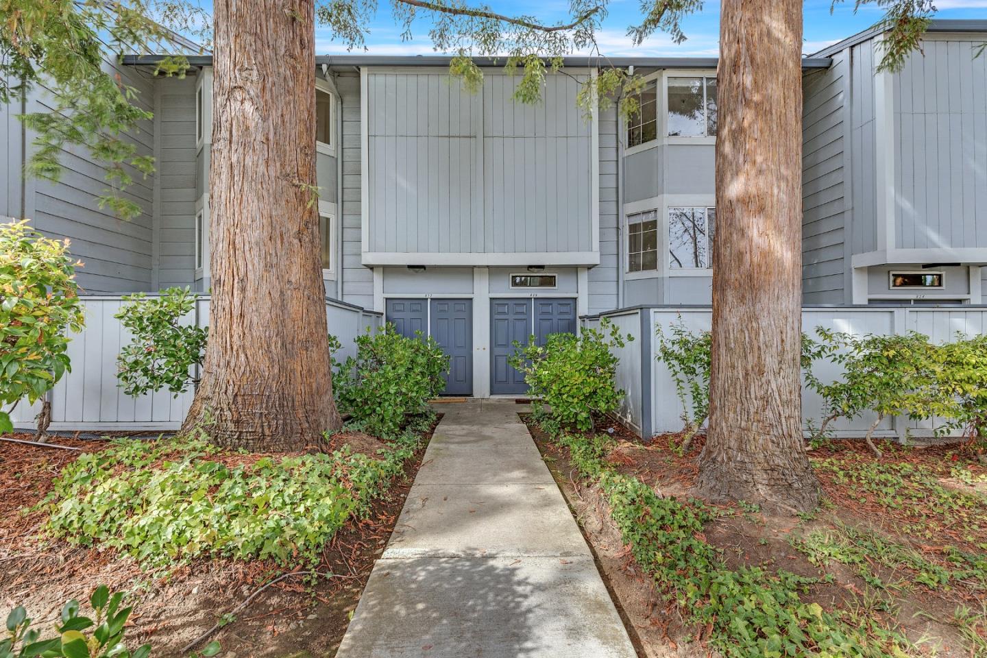 a view of a pathway with house on both side