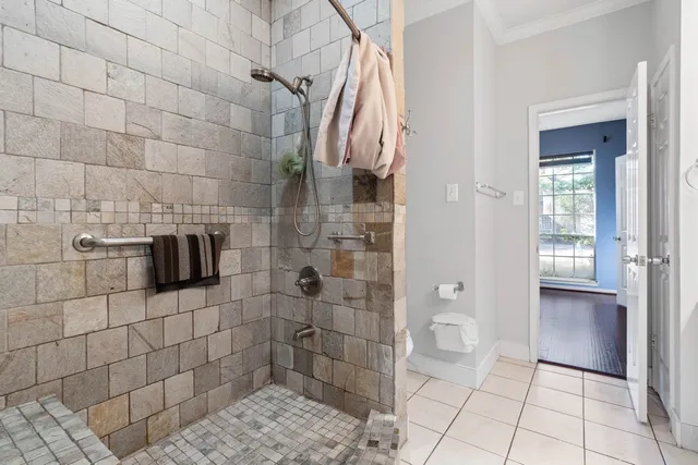 a bathroom with a shower
