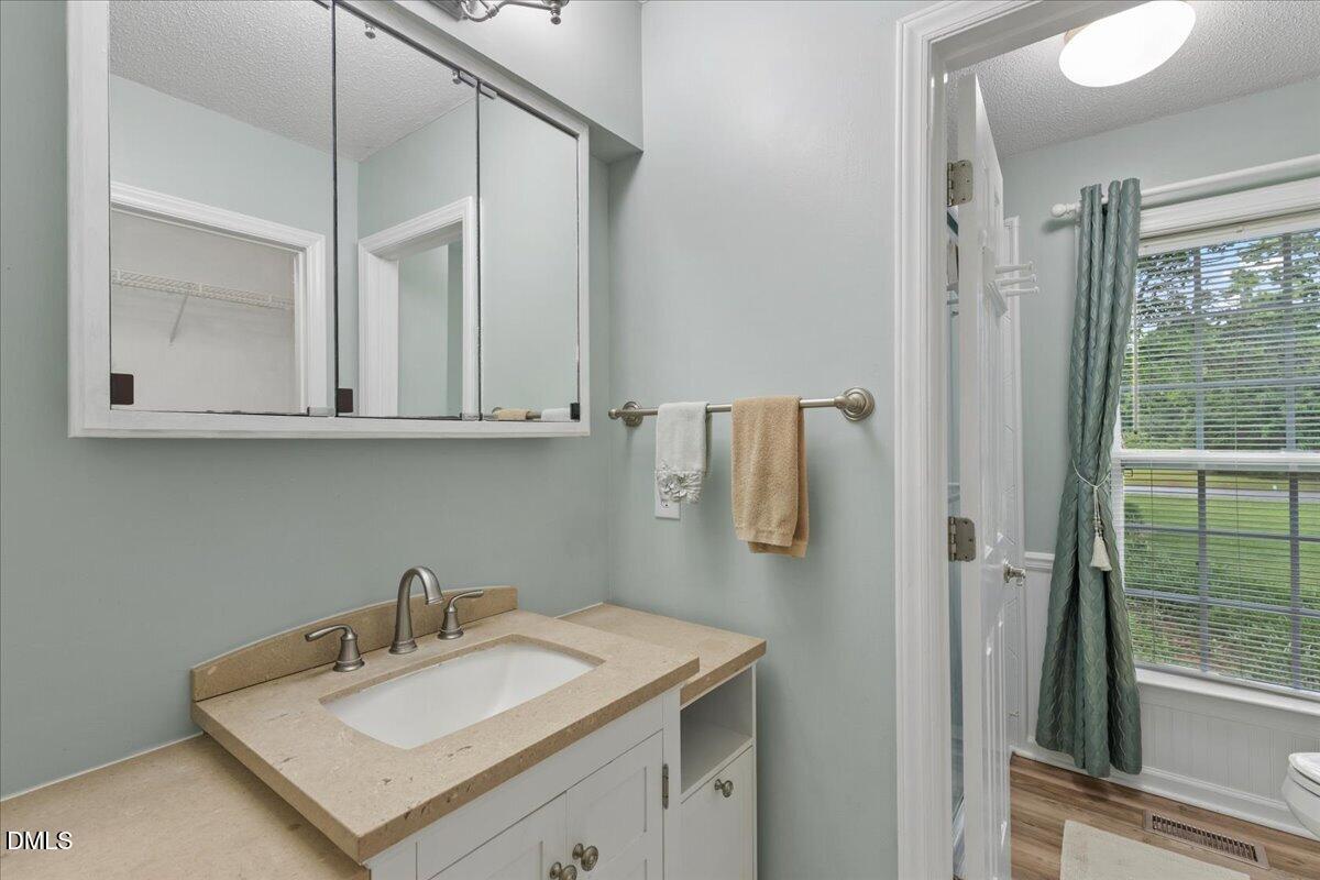 4317 South Mountain Drive Raleigh, NC 27603 - Photo 23 of 57 a bathroom with a sink and a mirror
