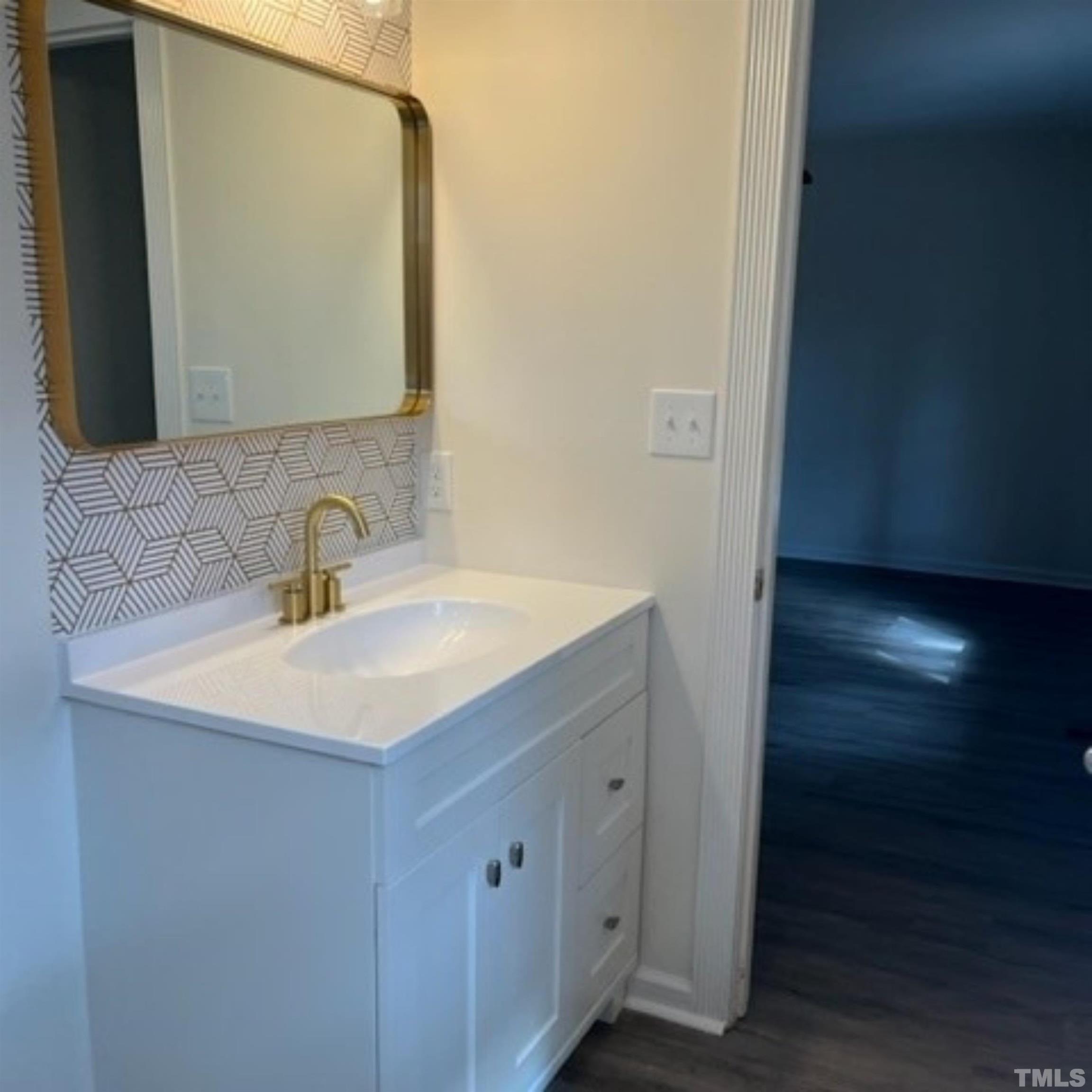 2125 Strebor Street Durham, NC 27705 - Photo 27 of 38 a bathroom with a sink and a mirror