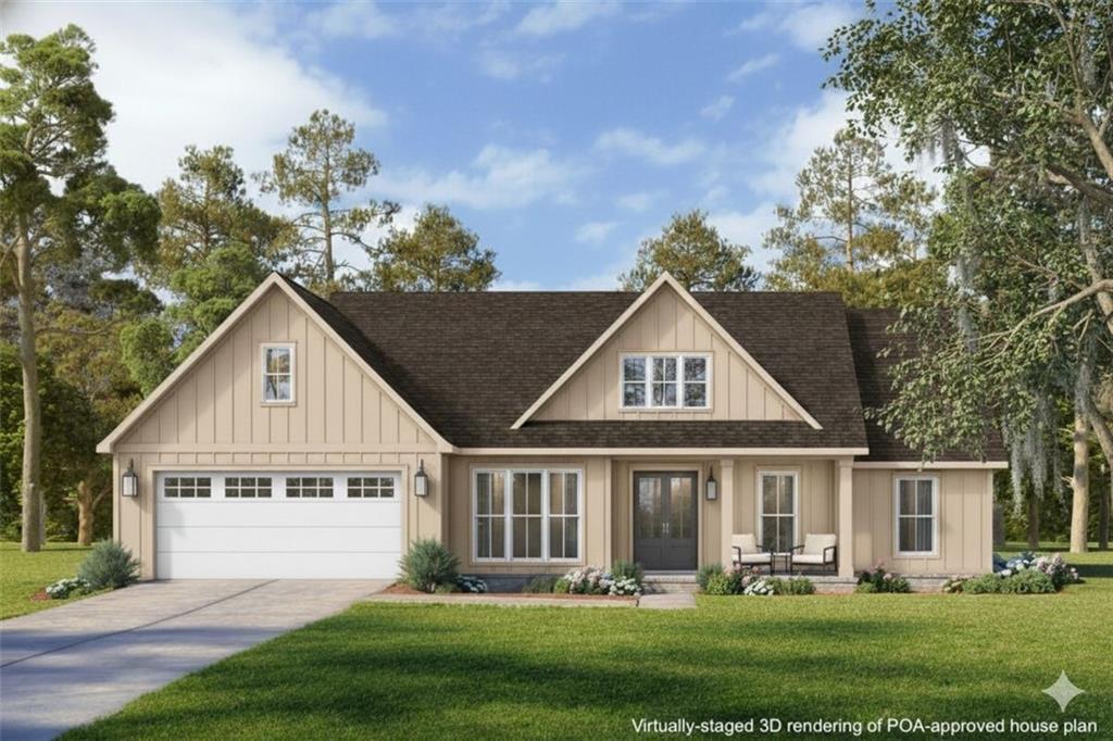 3339 Cherokee Court Villa Rica, GA 30180 - Photo 2 of 24 a front view of a house with a garden and trees