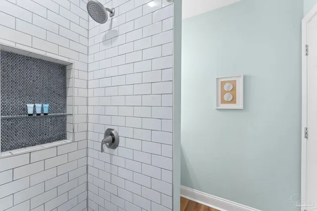 a bathroom with a shower