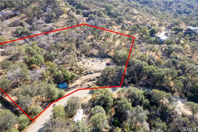 a view of a red and white house