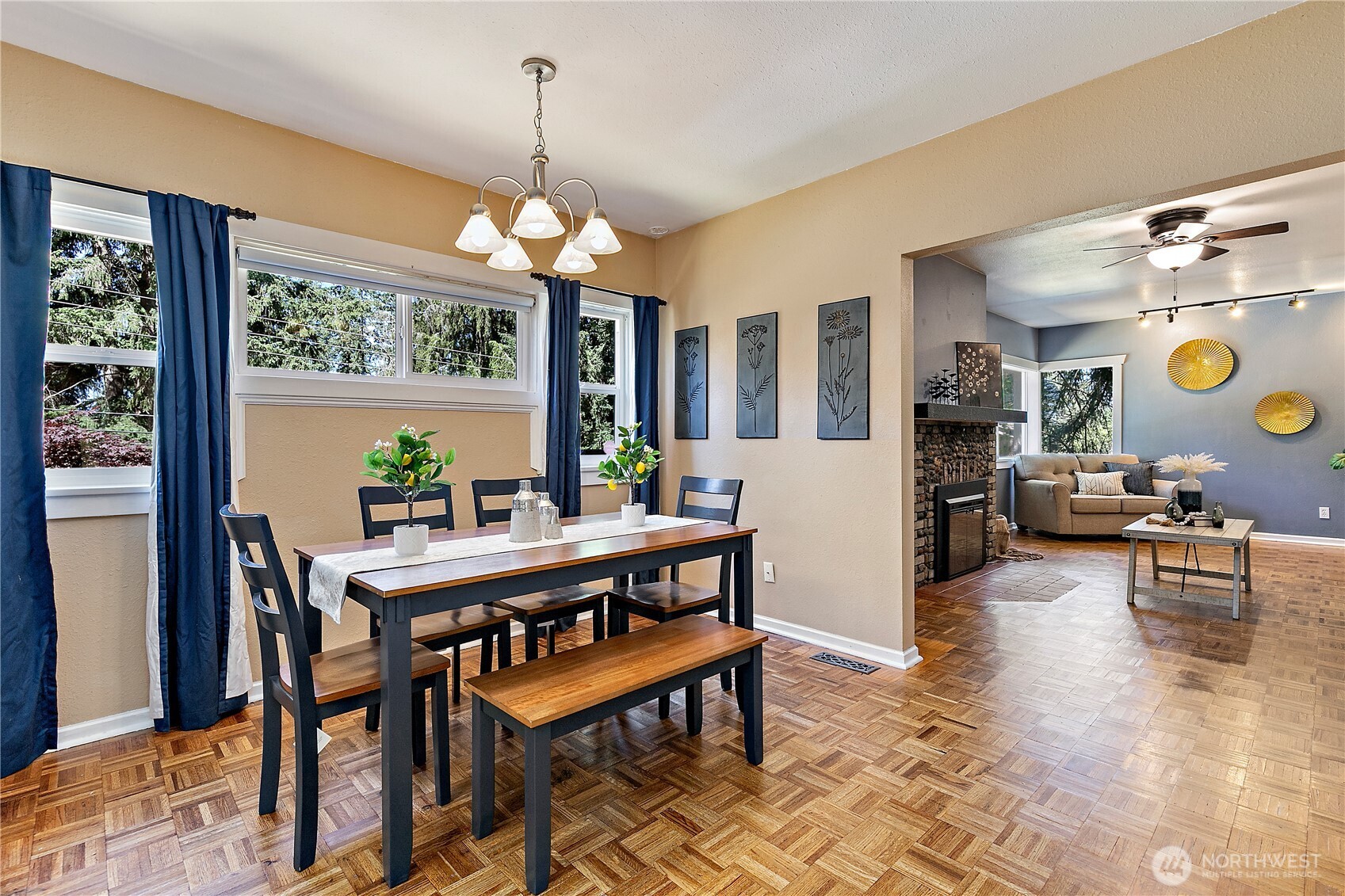 9880 Fredrickson Road Northwest Bremerton, WA 98311 - Photo 6 of 28 a view of a dining room with furniture window and wooden floor