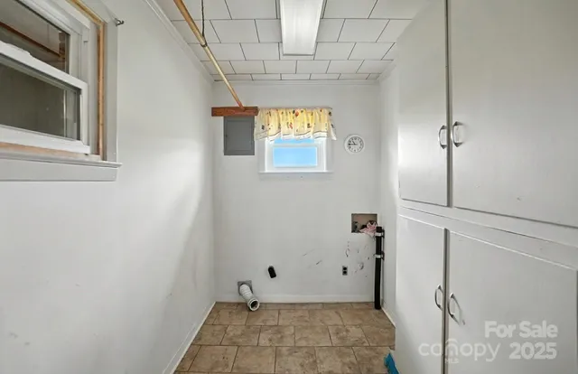 an empty room with windows