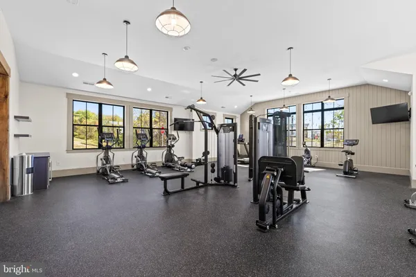 a view of a room with gym equipment