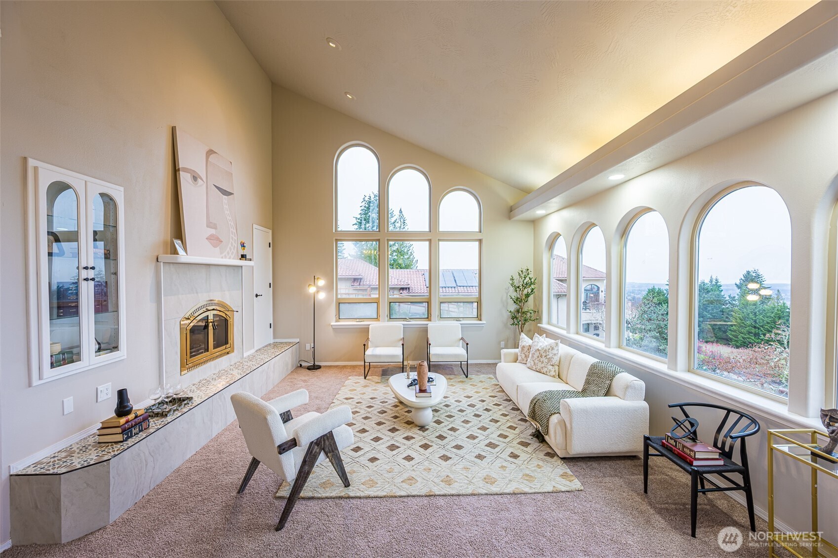 315 Quails Roost Road Sequim, WA 98382 - Photo 5 of 34 a living room with furniture fireplace and a large window