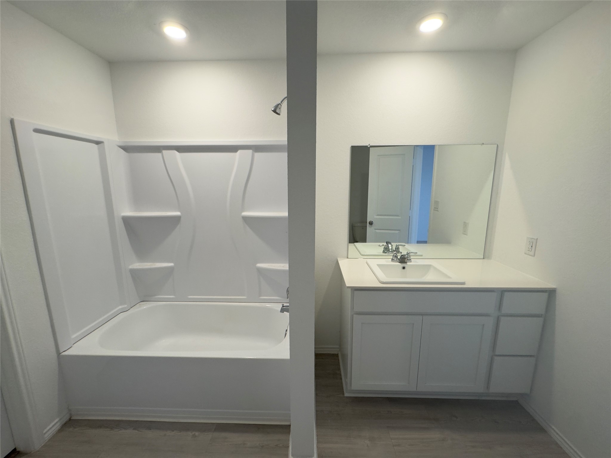 2218 Cumulus Court Lockhart, TX 78644 - Photo 21 of 35 a bathroom with a bathtub sink vanity and mirror