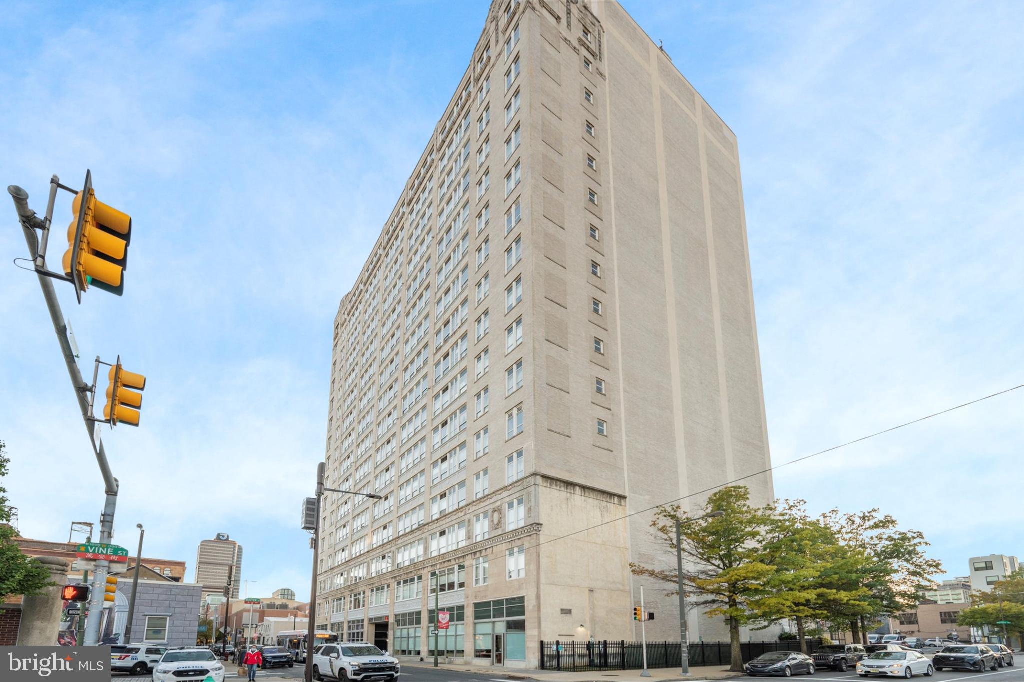 a view of a city with tall buildings