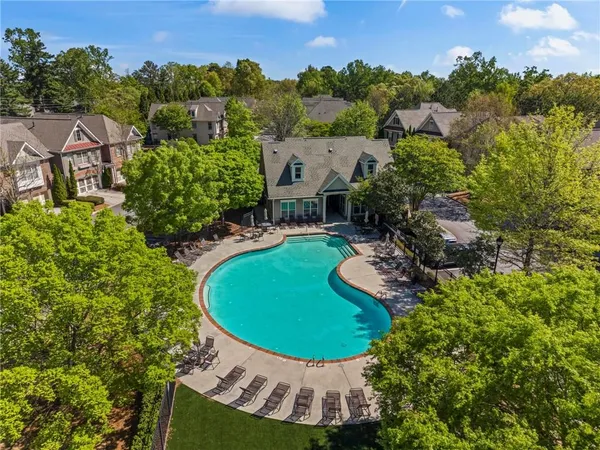 an aerial view of a house