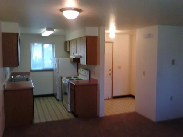 a kitchen with sink cabinets and stainless steel appliances
