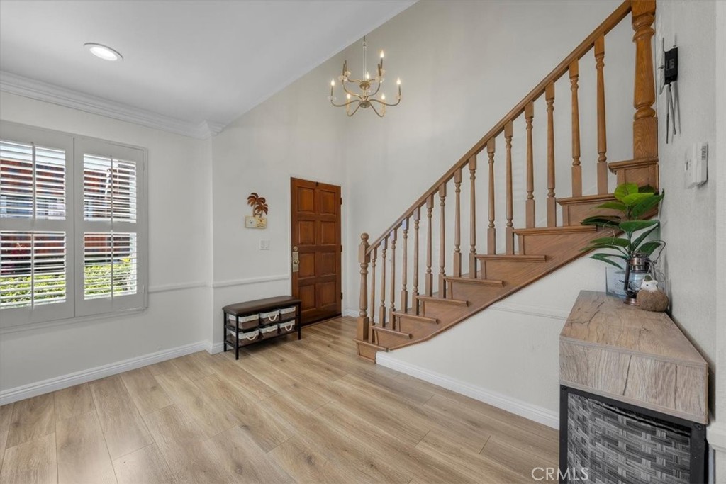 28178 Ridgecove Court South Rancho Palos Verdes, CA 90275 - Photo 15 of 45 a view of a hallway with wooden floor and staircase