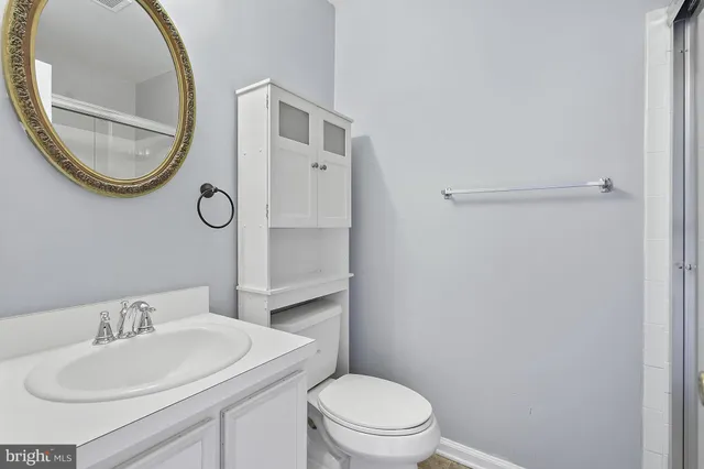 a bathroom with a toilet a sink and mirror