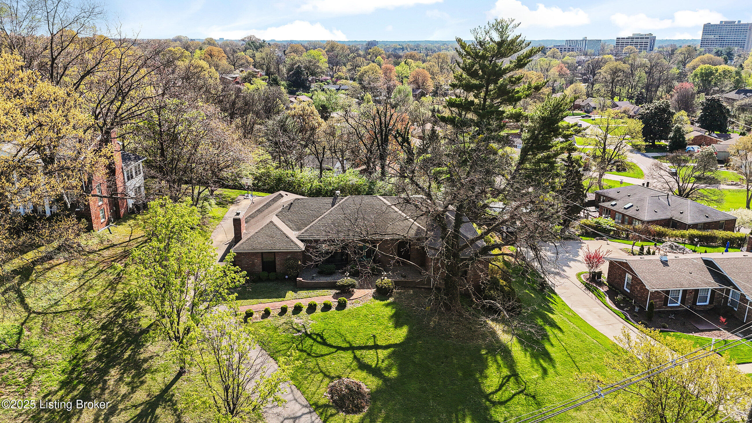 Overhead drone view from the front