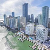 a view of a city with tall buildings