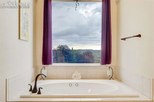 a bathroom with a bathtub