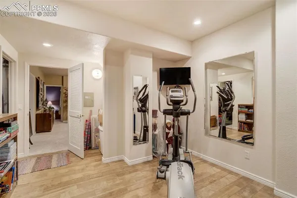 a view of a room with gym equipment