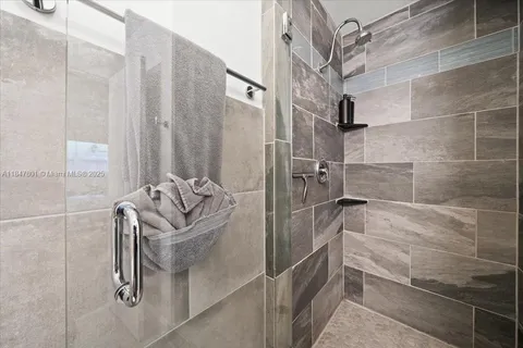a bathroom with shower