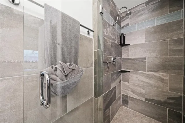 a bathroom with shower