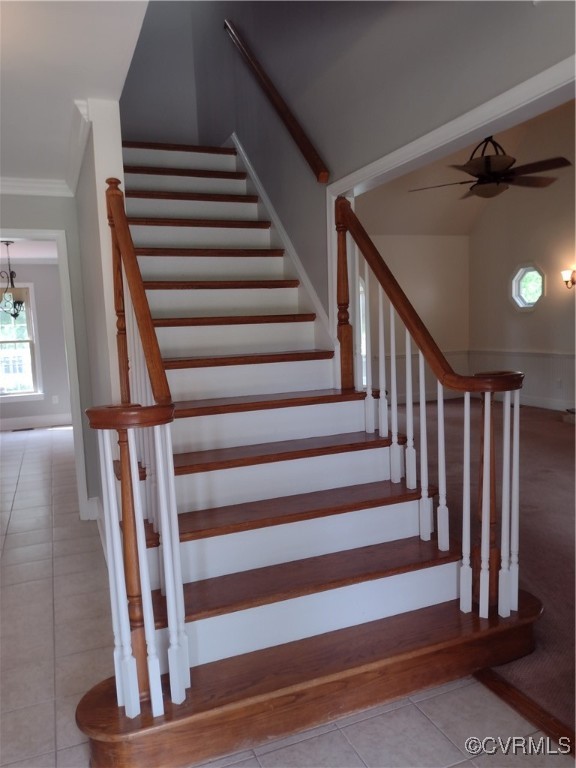 3249 Maidens Road Powhatan, VA 23139 - Photo 12 of 45 Stairway with tile patterned floors, ornamental mo