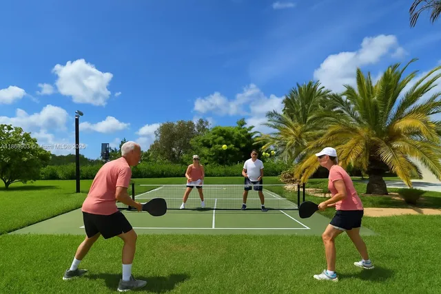 an aerial view of a house with a garden and a yard
