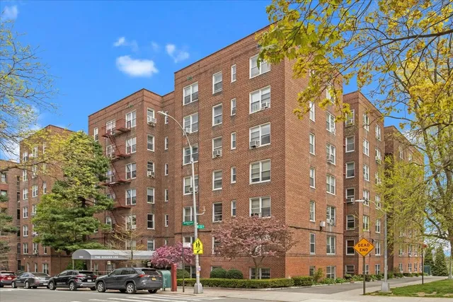 a view of a street with a patio