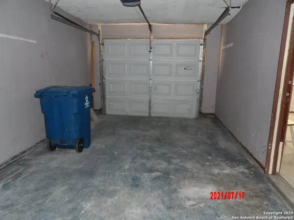 an empty room with a door