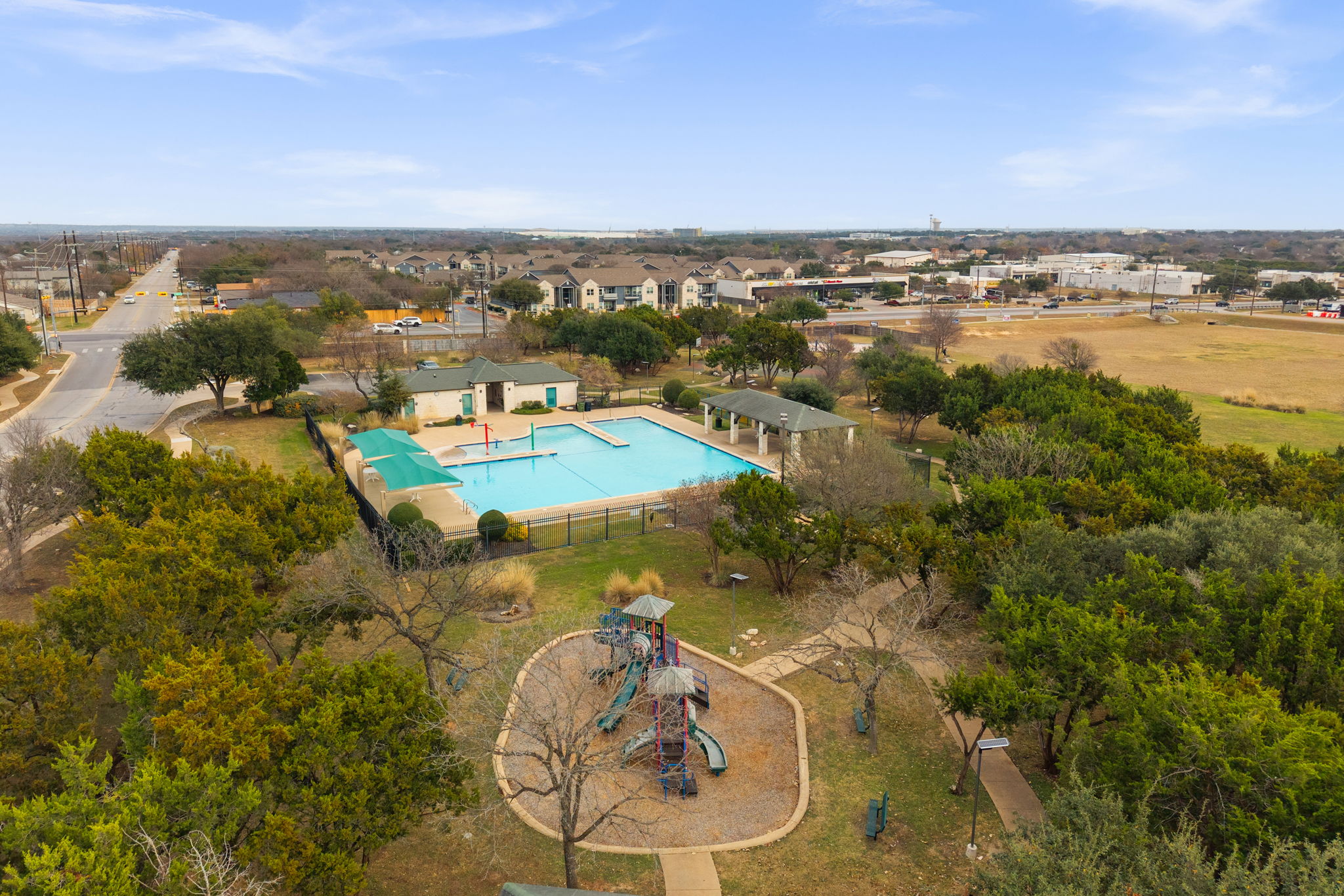 2415 Elkhorn Ranch Road Leander, TX 78641 - Photo 13 of 38 Bird's eye view of a pool and a recreational park