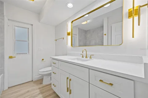 a bathroom with a bathtub