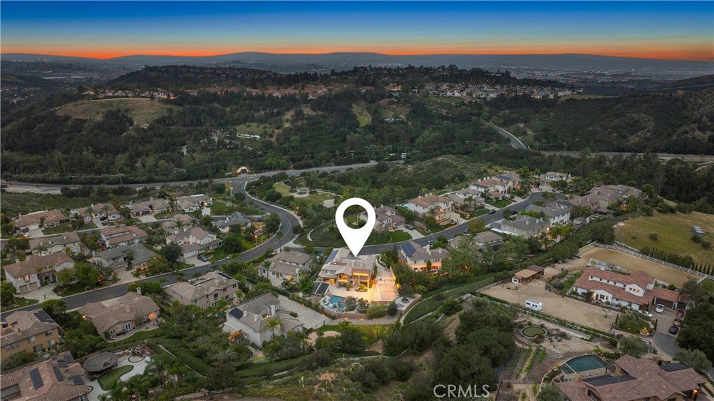 29131 Bouquet Canyon Road Silverado, CA 92676 - Photo 3 of 74 Aerial view of half acre property with pool, sports court and garden