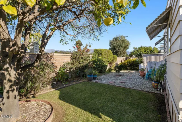 a view of an house with backyard space and garden