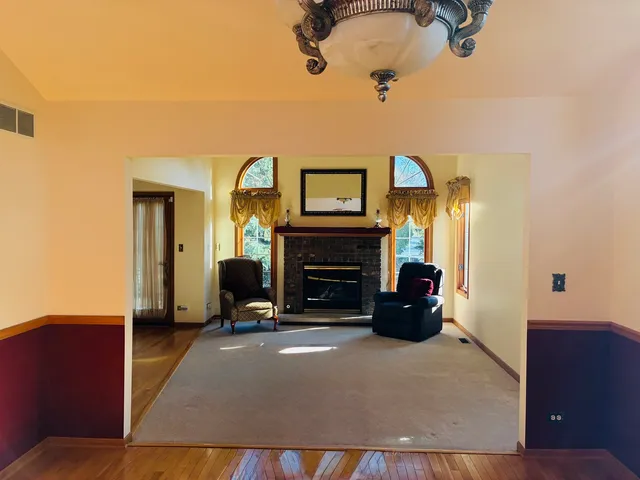 an empty room with a door