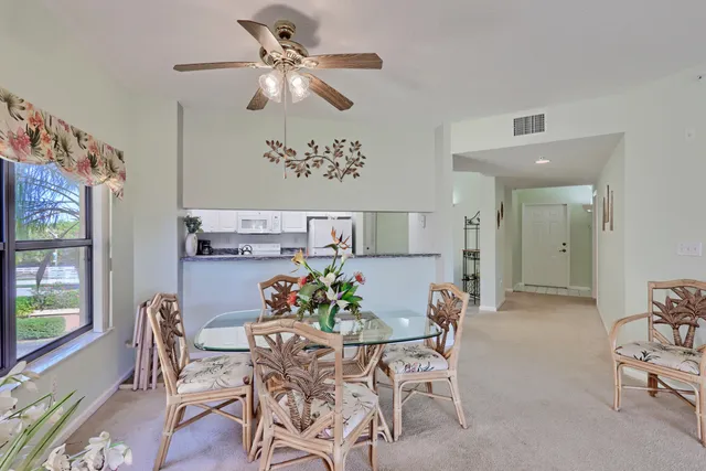 a living room with furniture flower pot and a large window