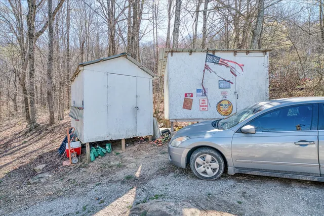 a car parked in front of a house