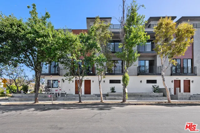 front view of a building with a street