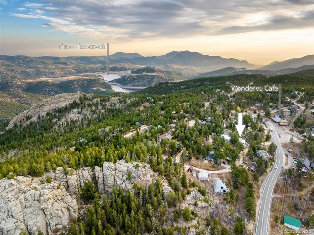 a view of a mountain in the distance in a city