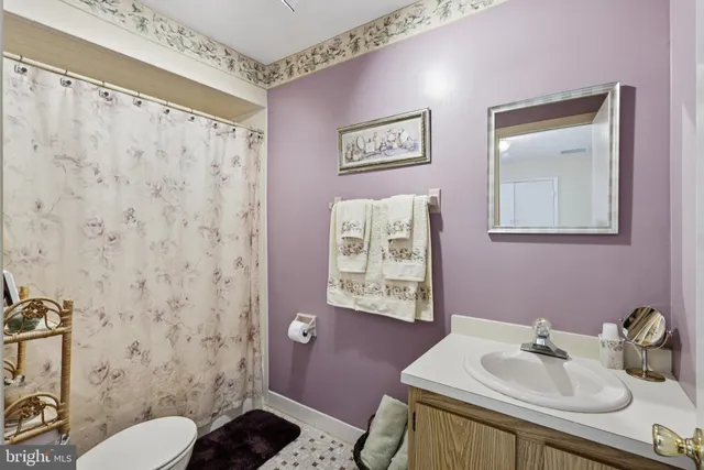 a bathroom with a toilet a sink and mirror