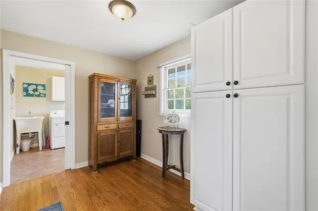 a utility room with dryer and washer