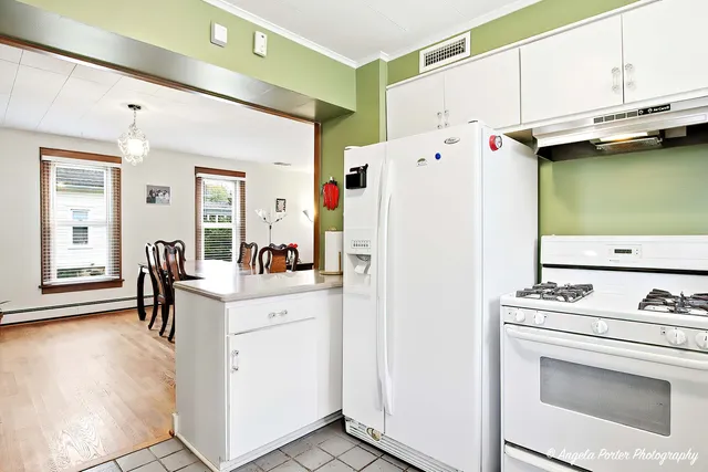 a white refrigerator freezer sitting inside of a kitchen