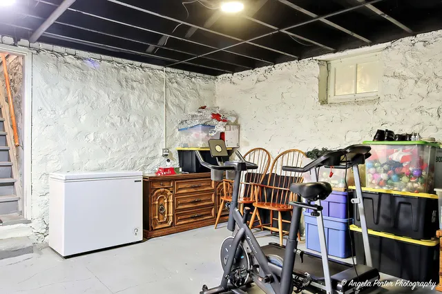 a storage room with washer and dryer