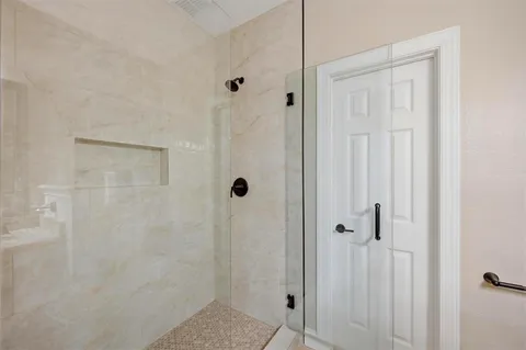 a view of a room with racks on the wall