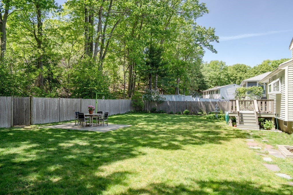122 Chickering Road Dedham, MA 02026 - Photo 36 of 41 a backyard of a house with table and chairs