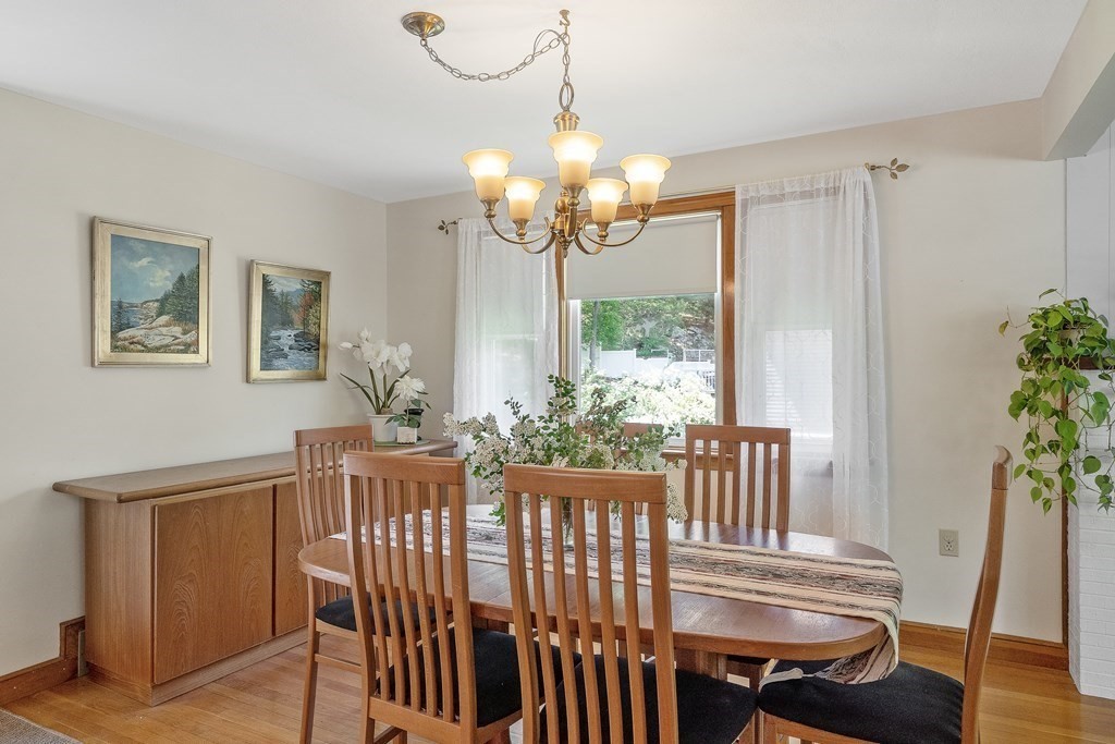 122 Chickering Road Dedham, MA 02026 - Photo 9 of 41 a view of a dining room with furniture wooden floor and chandelier