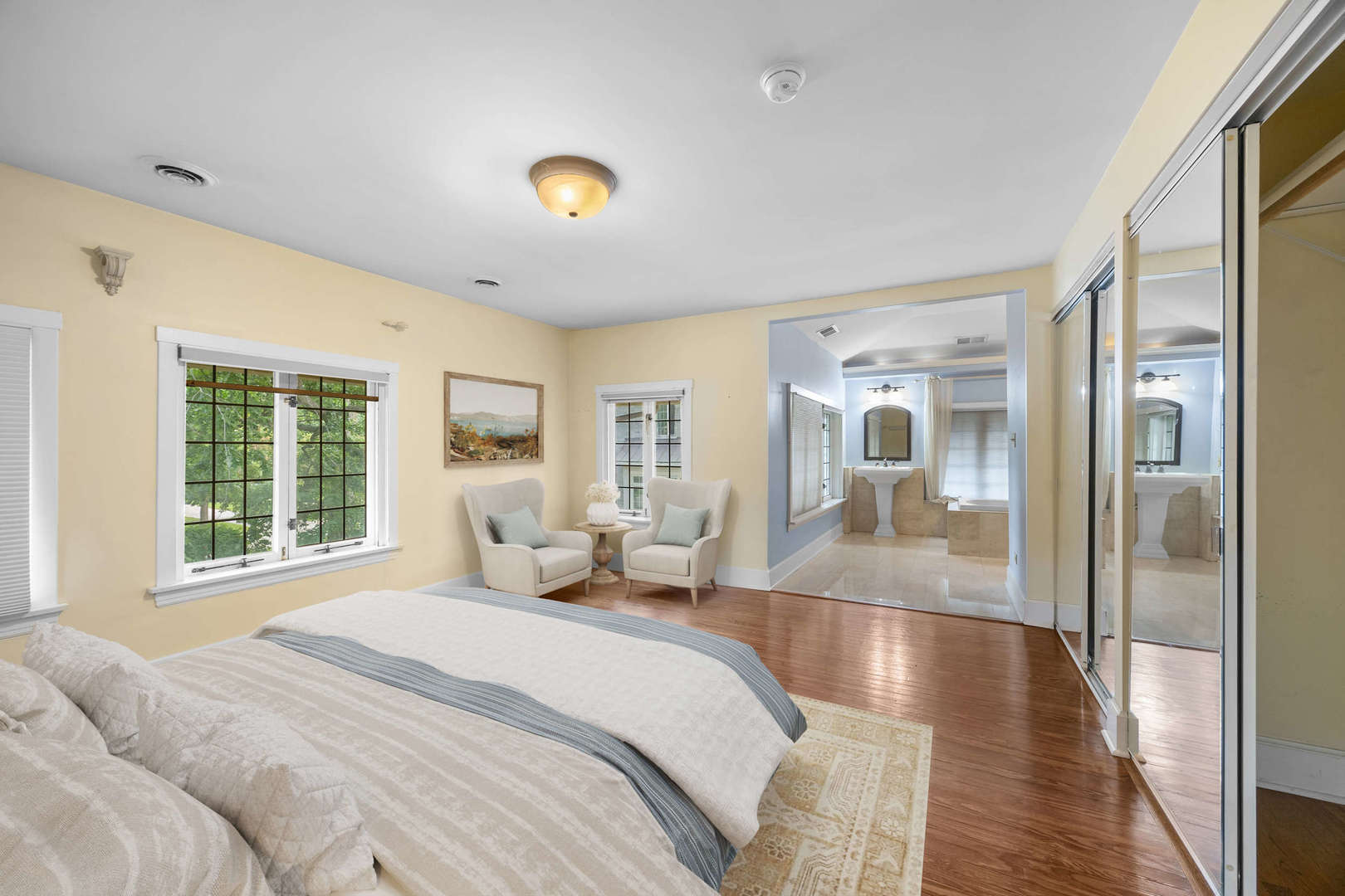 260 Maplewood Road Riverside, IL 60546 - Photo 20 of 48 a bedroom with a bed and wooden floor