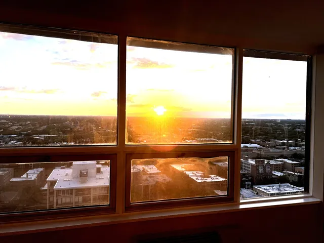 a view of a city from a window